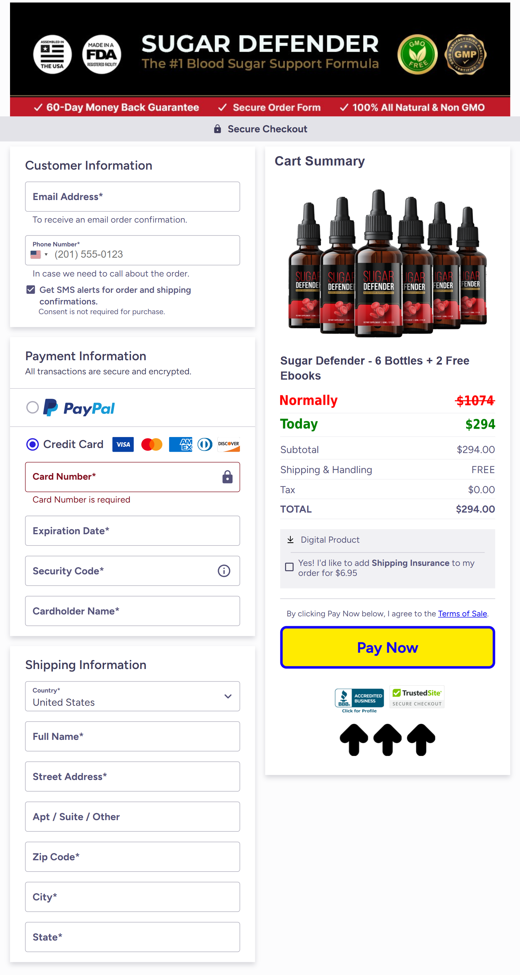 sugar defender order page